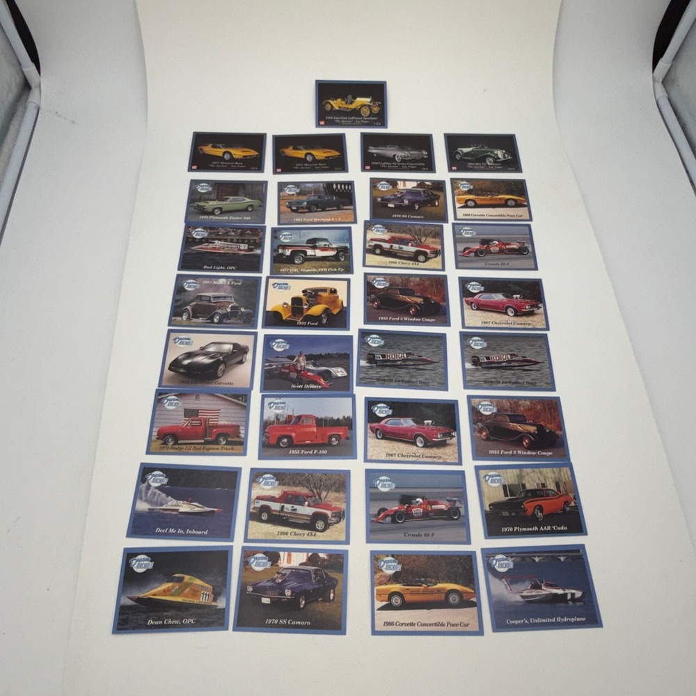 30 Vintage 1992 Lime Rock Dream Machines Trading Cards Muscle Cars Racing Boats
